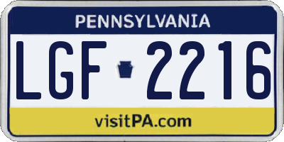 PA license plate LGF2216