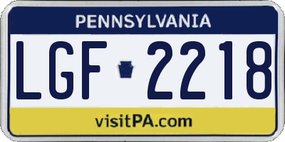 PA license plate LGF2218