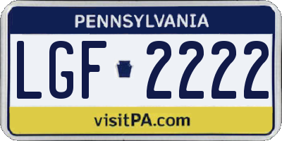 PA license plate LGF2222