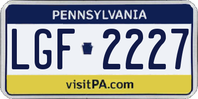 PA license plate LGF2227