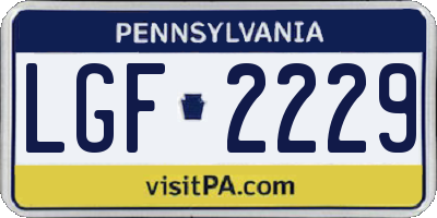 PA license plate LGF2229