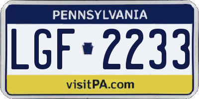 PA license plate LGF2233