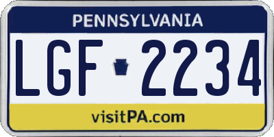 PA license plate LGF2234