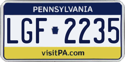 PA license plate LGF2235