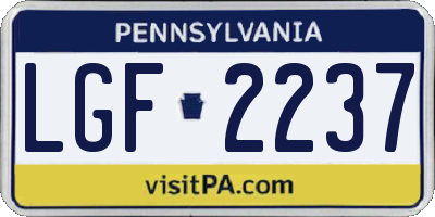 PA license plate LGF2237