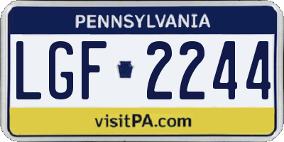 PA license plate LGF2244