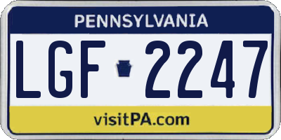 PA license plate LGF2247