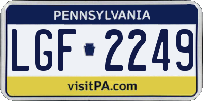 PA license plate LGF2249
