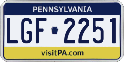 PA license plate LGF2251