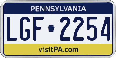 PA license plate LGF2254