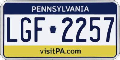 PA license plate LGF2257