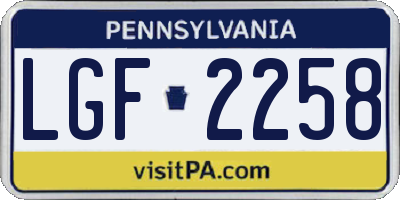 PA license plate LGF2258