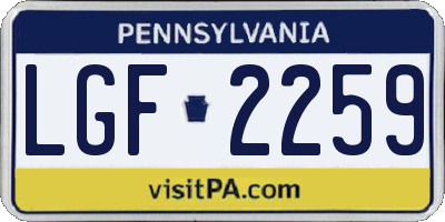 PA license plate LGF2259