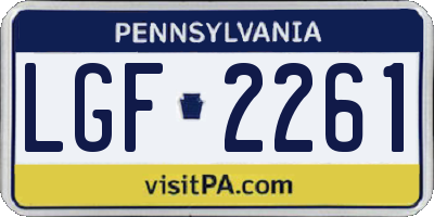 PA license plate LGF2261