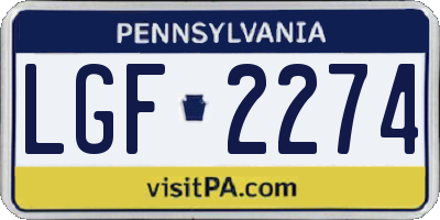 PA license plate LGF2274