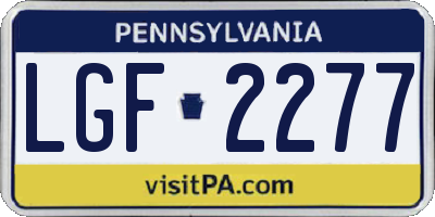 PA license plate LGF2277