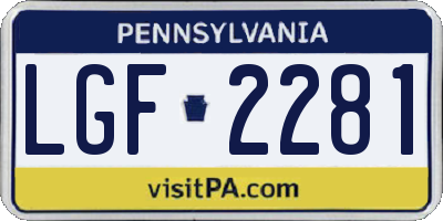 PA license plate LGF2281