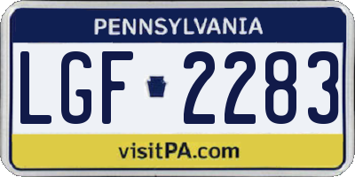 PA license plate LGF2283