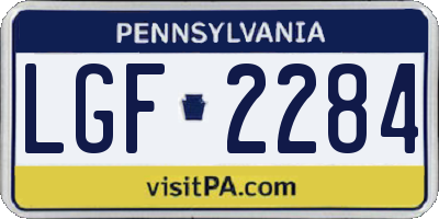 PA license plate LGF2284