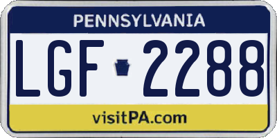 PA license plate LGF2288