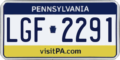 PA license plate LGF2291