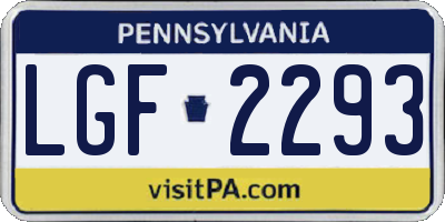PA license plate LGF2293