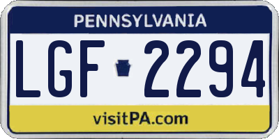 PA license plate LGF2294