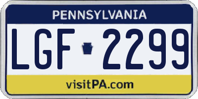 PA license plate LGF2299