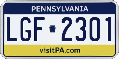 PA license plate LGF2301