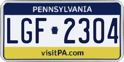 PA license plate LGF2304