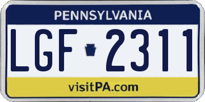 PA license plate LGF2311