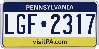 PA license plate LGF2317