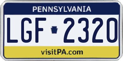 PA license plate LGF2320