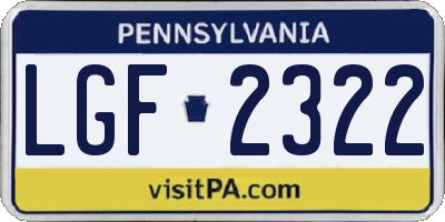 PA license plate LGF2322