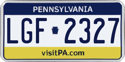 PA license plate LGF2327