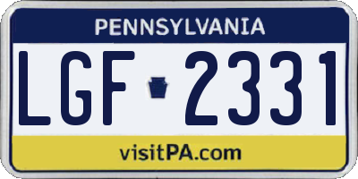 PA license plate LGF2331