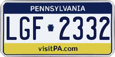 PA license plate LGF2332