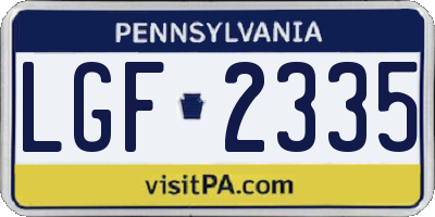 PA license plate LGF2335