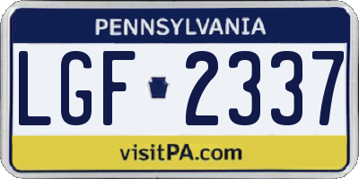 PA license plate LGF2337