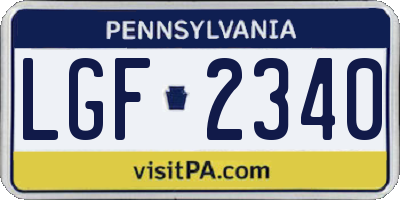 PA license plate LGF2340