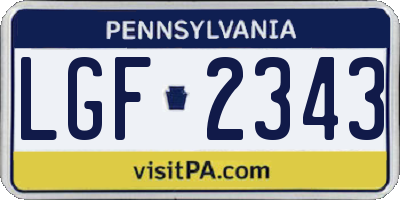 PA license plate LGF2343