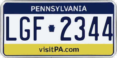 PA license plate LGF2344