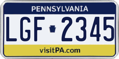 PA license plate LGF2345