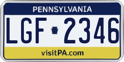 PA license plate LGF2346