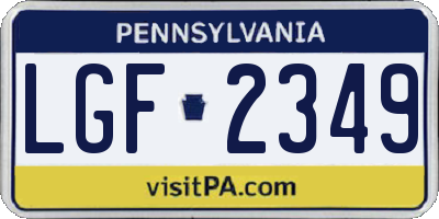 PA license plate LGF2349