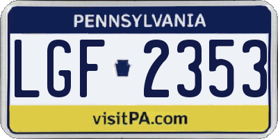 PA license plate LGF2353