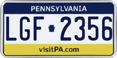 PA license plate LGF2356