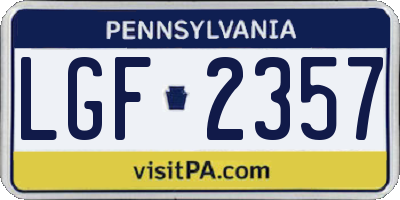 PA license plate LGF2357