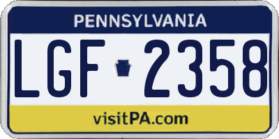 PA license plate LGF2358