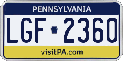 PA license plate LGF2360
